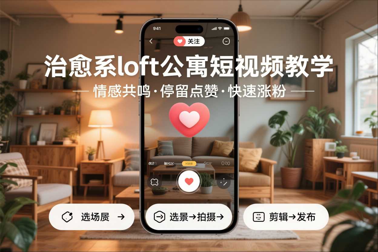 治愈系loft公寓短视频制作教学，情感共鸣引停留点赞关注，快速起号涨粉-邪修侠数据中心