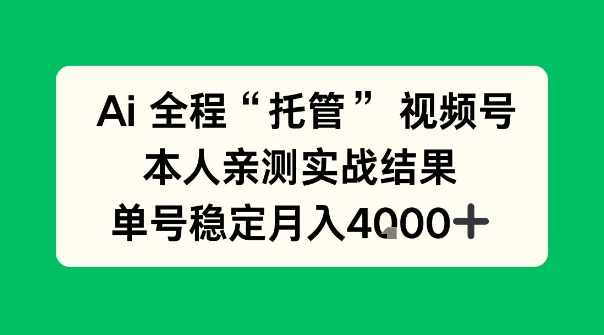 Ai自动托管视频号实战，本人亲测，单账号月入4k+【揭秘】-邪修侠数据中心
