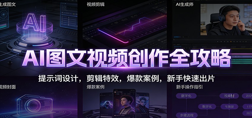 AI图文视频创作全攻略:提示词设计,剪辑特效,爆款案例,新手快速出片-邪修侠数据中心