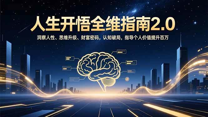 （16898期）人生开悟全维指南2.0：洞察人性、思维升级、财富密码，认知破局，指导个人价值提升百万-邪修侠数据中心