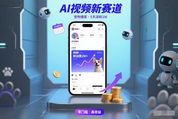 AI视频新赛道，宠物播客仅注册5天涨粉2W，收益非常可观-邪修侠数据中心
